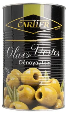 Image de Olives vertes dénoyautées Cartier 4200g – Grande boîte, fraîches & aromatiques