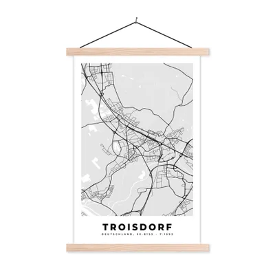 Produktbild von MuchoWow® Textilposter Karte - Troisdorf - Deutschland - Stadtplan 40x60 cm mit holzfarbenen Rahmen - Poster
