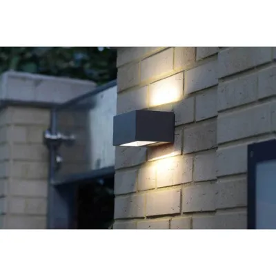 Produktbild von LUTEC GEMINI, Wandbeleuchtung für den Außenbereich, Grau, Aluminium, Glas, IP54, Fassade, I