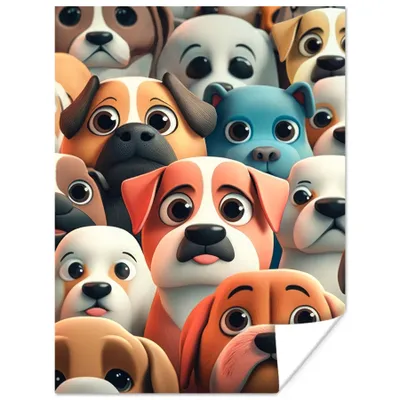 Produktbild von MuchoWow® Poster Hund - Tiere - Muster - Braun - Mädchen - Jungen 90x120 cm - Wohnzimmer