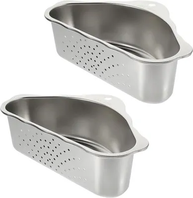 Imagen del producto de Juego de dos embudos de acero inoxidable para la cocina, multifuncionales, ideales para verduras, robustos y diseñados para proteger el desagüe