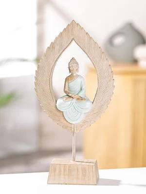 Imagen del producto de Escultura de Gilde, pluma, "Meditación", motivo budista, resina artística, color natural, VE 2, largo: 6,5 cm, ancho: 15,5 cm, alto: 31,5 cm. 52607 4063387526071