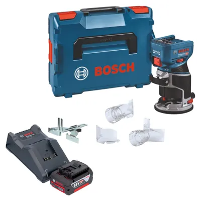 Produktbild von Bosch GKF 18V-8 Professional Akku Kantenfräse 18 V 8,0 mm Brushless + 1x Akku 4,0 Ah + Ladegerät + L-Boxx