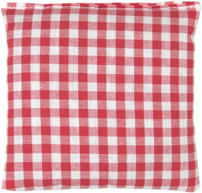 Produktbild von Leinsamenkissen 12x12cm rot-weiß - Wärmekissen & Kältekissen - Körnerkissen