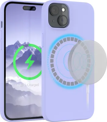 Produktbild von EAZY CASE Silikon MagSafe Handyhülle kompatibel mit Apple iPhone 15 Plus Hülle mit Kameraschutz, Silikonhülle, Schutzhülle Lila