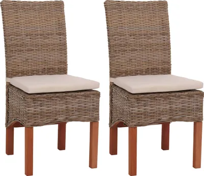 Immagine prodotto di set di 2 sedie da pranzo Sedia in vimini Sedia M44, Kubu rattan ~ con cuscino di seduta