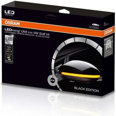 A product box for LED dynamic mirror indicators for a VW Golf VII.