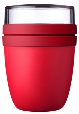 Produktbild von Mepal - Lunchpot Ellipse - Praktischer Joghurtbecher & Müslibecher - Unterteilung für Joghurt & Müsli - Geeignet für Gefrierschrank, Mikrowelle & Spülmaschine - 500 ml + 200 ml - Campus Red