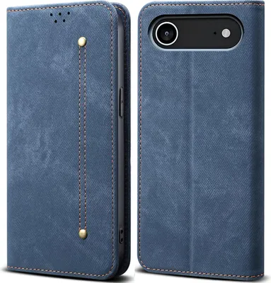 Produktbild von Hülle für iPhone Air Leder Brieftasche Flip Bookstyle Schutzhülle mit Standfunktion Blau