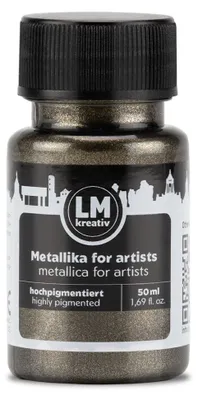Produktbild von LM-Kreativ Metallika for Artists 50 ml, Anthrazit – hochpigmentierte Metallic-Acrylfarbe für Holz, Leinwand, Keramik & Glas