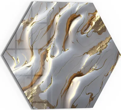 Produktbild von DEQORI Glasbild Echtglas 55x48 cm 'Goldene Wellen' Wandbild Bild modern Deko