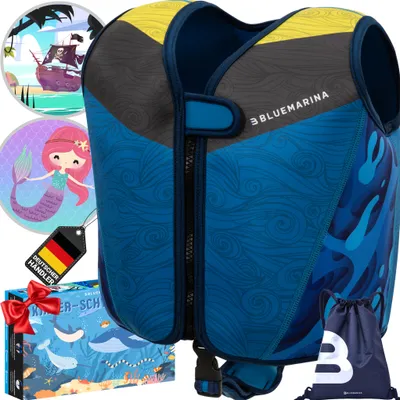 Produktbild von Bluemarina Kinder Schwimmhilfe | UV-Schutz - Schrittgurt - Neopren Weste - Auftrieb EPE-Schaum - Doppelnaht - Für Jungen und Mädchen (Laguna S)
