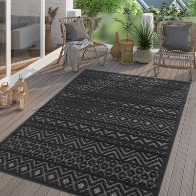 Produktbild von TT Home In-& Outdoor Teppich Wetterfest Balkon Küche Wohnzimmer Boho Skandi Design Größe 120x160 cm