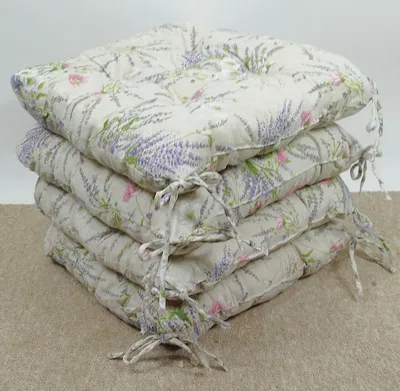 Produktbild von Rattani Set 4 x Stuhlkissen / Sitzkissen Klara 42 x 42 cm Dicke 8 cm, Stoff Mirha Leinen Lavendel