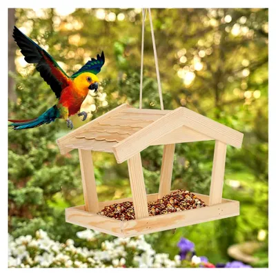 Produktbild von Vogelhaus aus Holz | Futterstation für Wildvögel im Außenbereich - Für Garten, Terrasse, Balkon und Innenbereich