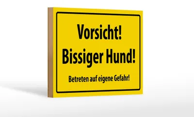 Produktbild von Holzschild Warnschild 18x12cm Vorsicht bissiger Hund
