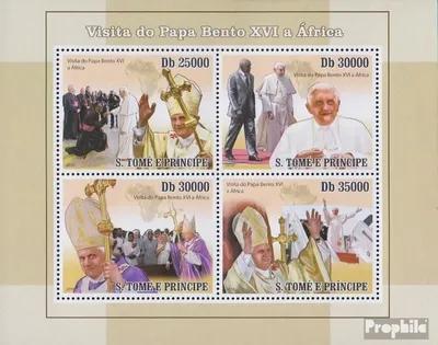 Produktbild von Briefmarken Sao Tome e Principe 2010 Mi 4378-4381 Kleinbogen (kompl.Ausg.) postfrisch Papst Benedikt XVI.