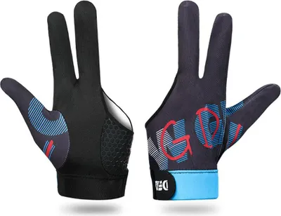 Productafbeelding van INF Elastische, antislip biljart handschoen met 3 vingers - van nylon voor betere prestaties. Blauw + zwart