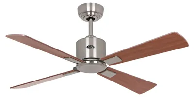 Produktbild von Energiespar Deckenventilator mit Fernbedienung Eco Neo III WiFi 103 cm Chrom gebürstet Flügel Nussbaum / Kirschbaum