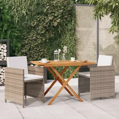 Zdjęcie produktu dla Maison Exclusive – 3-częściowy zestaw ogrodowy do jadalni z poduszkami w kolorze beżowym