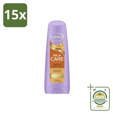 Productafbeelding van 15 x Andrélon Oil & Care Conditioner voor droog en kroeshaar, 200 ml - Voorraadverpakking - 15 stuks
