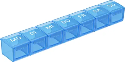 Produktbild von WELLGRO Tablettenbox für 7 Tage - Pillendose 1 Fach pro Tag - Klappdeckel mit Druckverschluss - Material BPA-freier Kunststoff