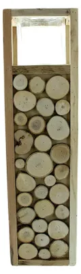 Produktbild von Windlichtsäule aus Holzscheibchen, naturbelassen, Maße: 16 x 16 x 58 cm, Glaseinsatz Ø 12 x 12 cm, ohne Kerze