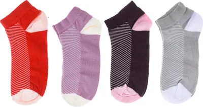 Imagen del producto de OX, paquete de 4 calcetines cortos para mujer, algodón, con estampado.