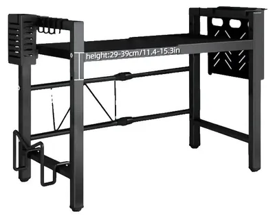 Zdjęcie produktu dla Półka do kuchenki mikrofalowej, regulowana długość, duża nośność, 40–60 cm, czarna