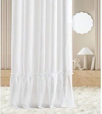 Obrázok produktu pre Unyqoos® Priehľadné závesy – priehľadné závesy s volánmi a žakárovou páskou, 300 x 250 cm, polyester, vhodné do obývačky a spálne