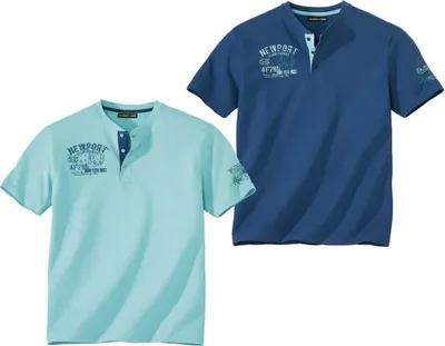 Immagine prodotto di Atlas For Men - T-shirt con colletto Henley da uomo (confezione da 2) AF1994 (3XL) (Blu/Turchese)