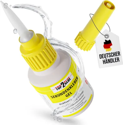 Produktbild von Top2Glue Sekundenkleber GEL 50g extra stark - Superkleber wasserfest, hitzebeständig, flexibel - Spezialverschluss - Alleskleber für Plastik, Kunststoff, Keramik, Holz, Metall uvm