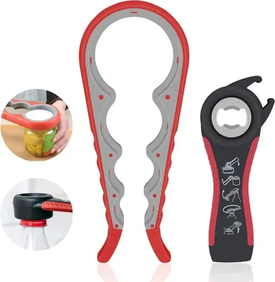 Produktbild von 5-in-1-Glasöffner, Multifunktions-Öffner-Set mit rutschfestem Silikongriff