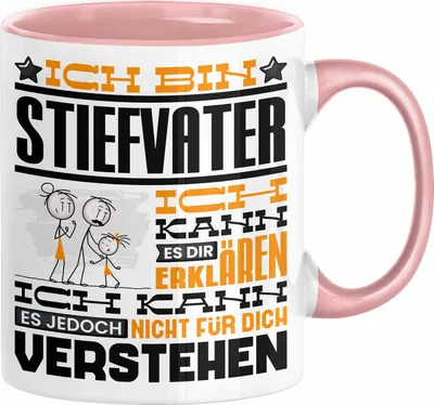 Produktbild von Stiefvater Geschenk Kaffee-Tasse Geschenkidee für Stiefvater Ich Bin Stiefvater Ich Kann Es Dir Erklären Jedoch Nicht Für Dich Verstehen Spruch Lustig (Rosa)