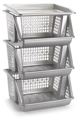 Produktbild von Plasticforte Aufbewahrungskiste - silber - 3 Facher - 62 cm