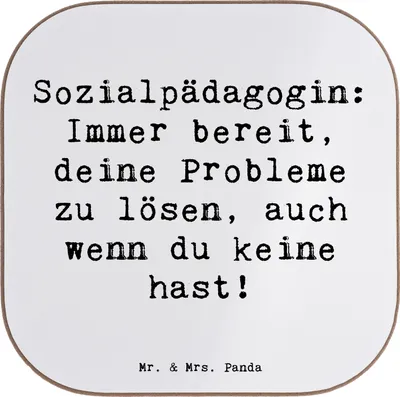 Produktbild von Mr. & Mrs. Panda Tassen Untersetzer Spruch Sozialpädagogin Helferherz - Weiß - Geschenk, Vertrauen, Tischuntersetzer, Berufsprodukte, Beratung, Geschenke für Berufstätige