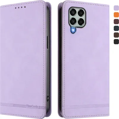 Produktbild von Hülle für Samsung Galaxy M33 5G, Retro Kunstleder Ständer Klapphülle mit Kartenfächer und Magnetische Violett