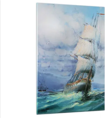 Produktbild von Bilder auf glas - Einteilig - Meer Segelschiff - 80x120cm - Glasbilder - Wandbilder - Bilder - zum Aufhängen bereit - Wanddekoration aus Glas - Glas Bilder - Wandbild auf Glas - GPA80x120-3782