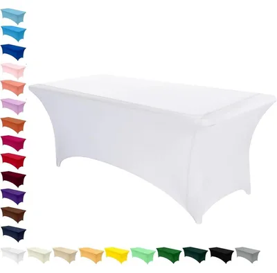 Produktbild von Elasthan Tischdecke Rechteckig Weiß 122 x 76 cm 1 Stück Waschbar Faltenfrei