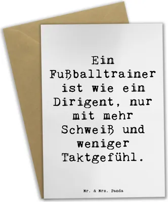 Produktbild von Mr. & Mrs. Panda Glückwunschkarte Spruch Fußballtrainer Dirigent - Weiß - Geschenk, Team, einladungskarten, Berufe, Taktik, Klappkarte, hochzeitskarten, Mannschaft, Beruf