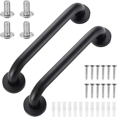 Produktbild von Toilettenstütze aus Edelstahl, schwarz, Wandmontage, 2er-Set, Antirutsch, für Bad und WC