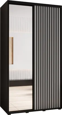 Produktbild von MEBLE KRYSPOL Lanko 2 Schrank mit 2 Schiebetüren - 235,2x140x60 cm - Schwarz Weiß Schwarz