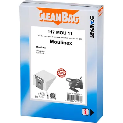 Produktbild von Cleanbag 117 MOU 11, Moulinex - CQ 9.01 - Powerstar - CN 2 - 6 Satrap - Energy Class - 1400w - ACN 657 - CN 657145, 6 Stück(e), 1 Stück(e)