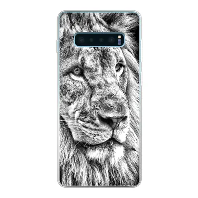 Produktbild von MuchoWow® Handyhülle Schutzhülle Hülle für Samsung Galaxy S10 Plus Porträt - Löwe - Schwarz und weiß Silikon Softcase Handy Hülle - Schutzhülle
