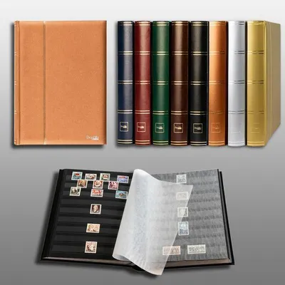 Produktbild von Prophila Collection Metallic Edition 64 Schwarze Seiten Briefmarkenalbum Einsteckbuch wattierter bronzener Einband