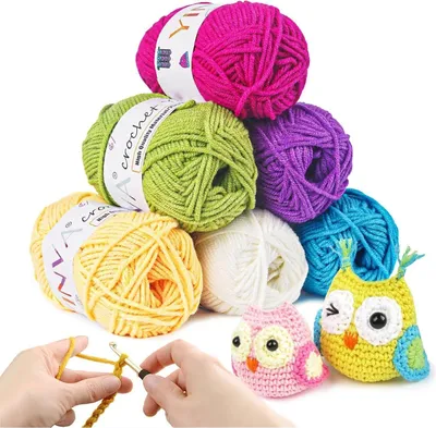 Image de Fil à crochet 6 couleurs 25g laine crochet tricot débutant Granny Square Teddy enfants travail manuel