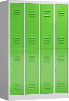 Produktbild von Spind Garderobenschrank 8 Fächer Spindschrank 1800 x 1200 x 500 mm lichtgrau/gelbgrün X-520245