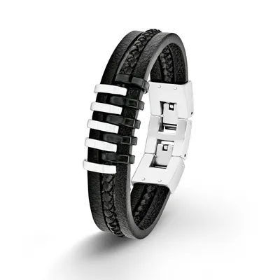 Produktbild von s.Oliver Herren Armband 9025510 Leder Edelstahl