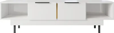 Produktbild von Artemisa Hochglanz Möbel / Tv-Kommode Mit Goldenem Akzent / 2 Schubladen / 2 Offenen Fächern / 163 Cm / Weiß
