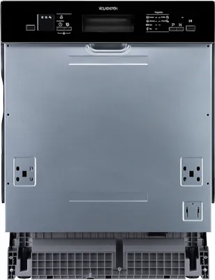A front view of a dishwasher's control panel and upper portion of its door.